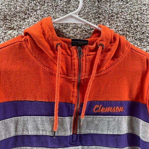 Clemson Tigers Hoodie Sweatshirt Womens Small Orange Grey Pullover Football Logo - Picture 2 of 11